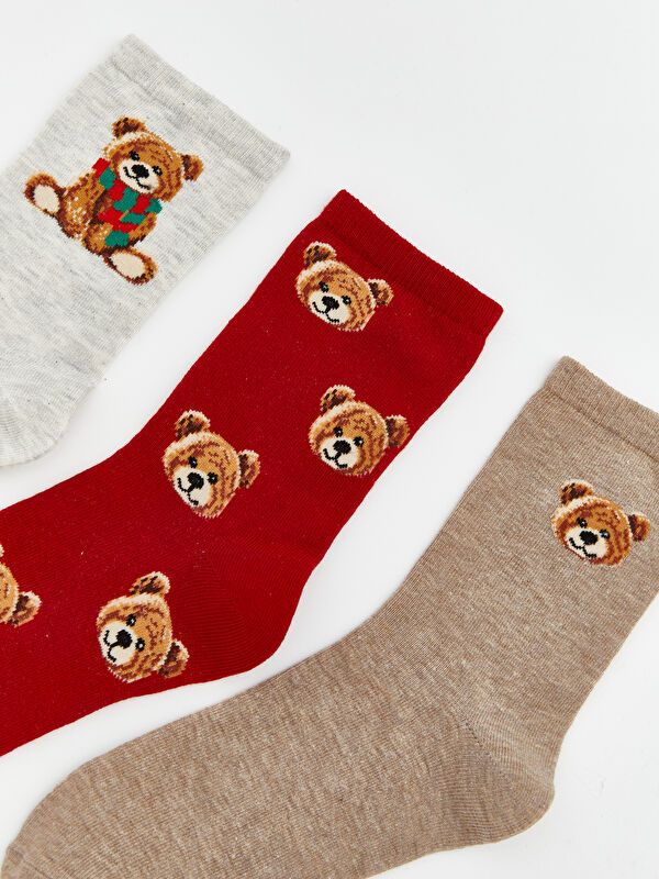 Moudda LC Waikiki - Chaussettes cheville couleur Gris clair mélangé pour femmes - Tunisie 2