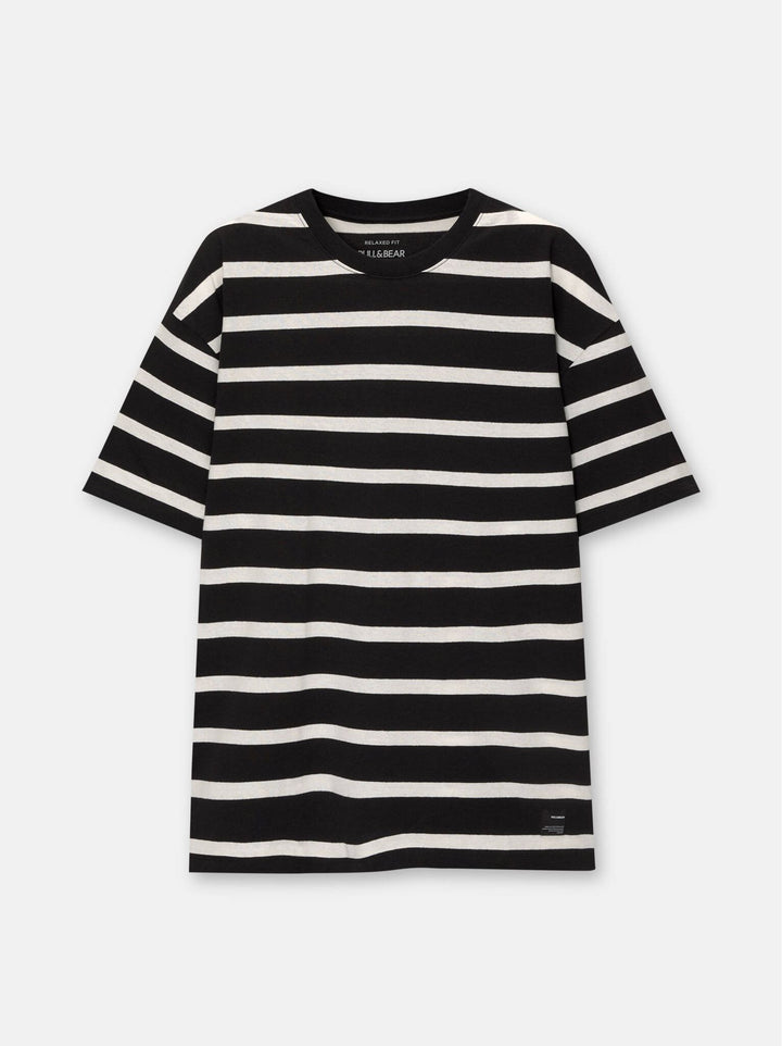 Moudda PULL & BEAR - T-Shirt Demi-Manches Rayure Fine Tissée - Tunisie 5