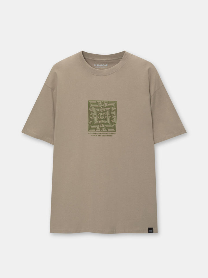 Moudda PULL & BEAR - T-Shirt Demi-Manches Urban Camo Kaki - Tunisie 1