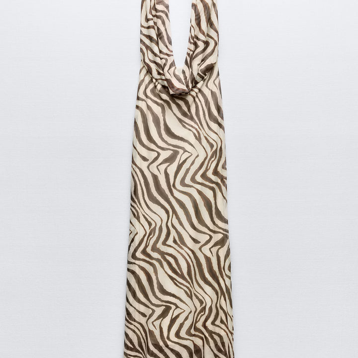 Moudda ZARA - Robe longue mesh drapée imprimée zèbre - Tunisie 2
