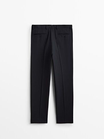Moudda Massimo Dutti - Pantalon costume bi-naturel extensible bleu marine - Tunisie 4