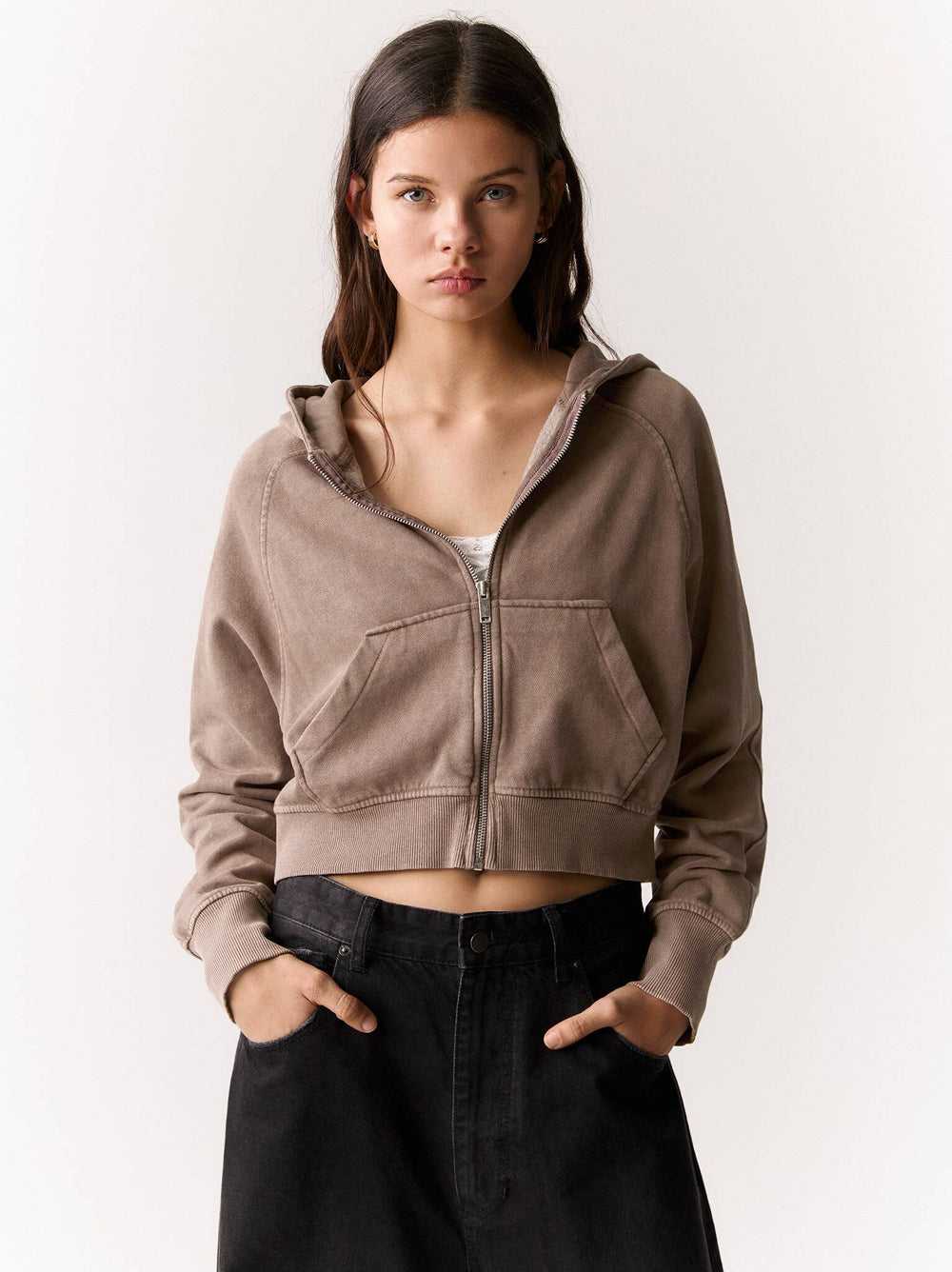 Moudda PULL & BEAR - Sweat Basique - Crop & Fermeture (Rose) - Tunisie 2