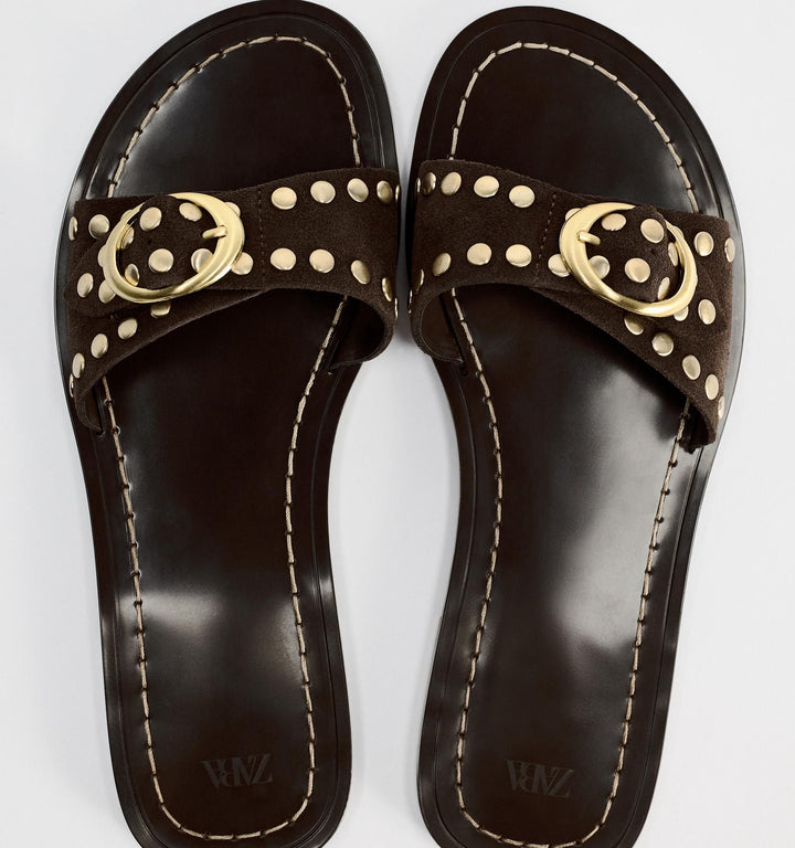 Moudda ZARA - Sandales plates cloutées daim - Tunisie 3