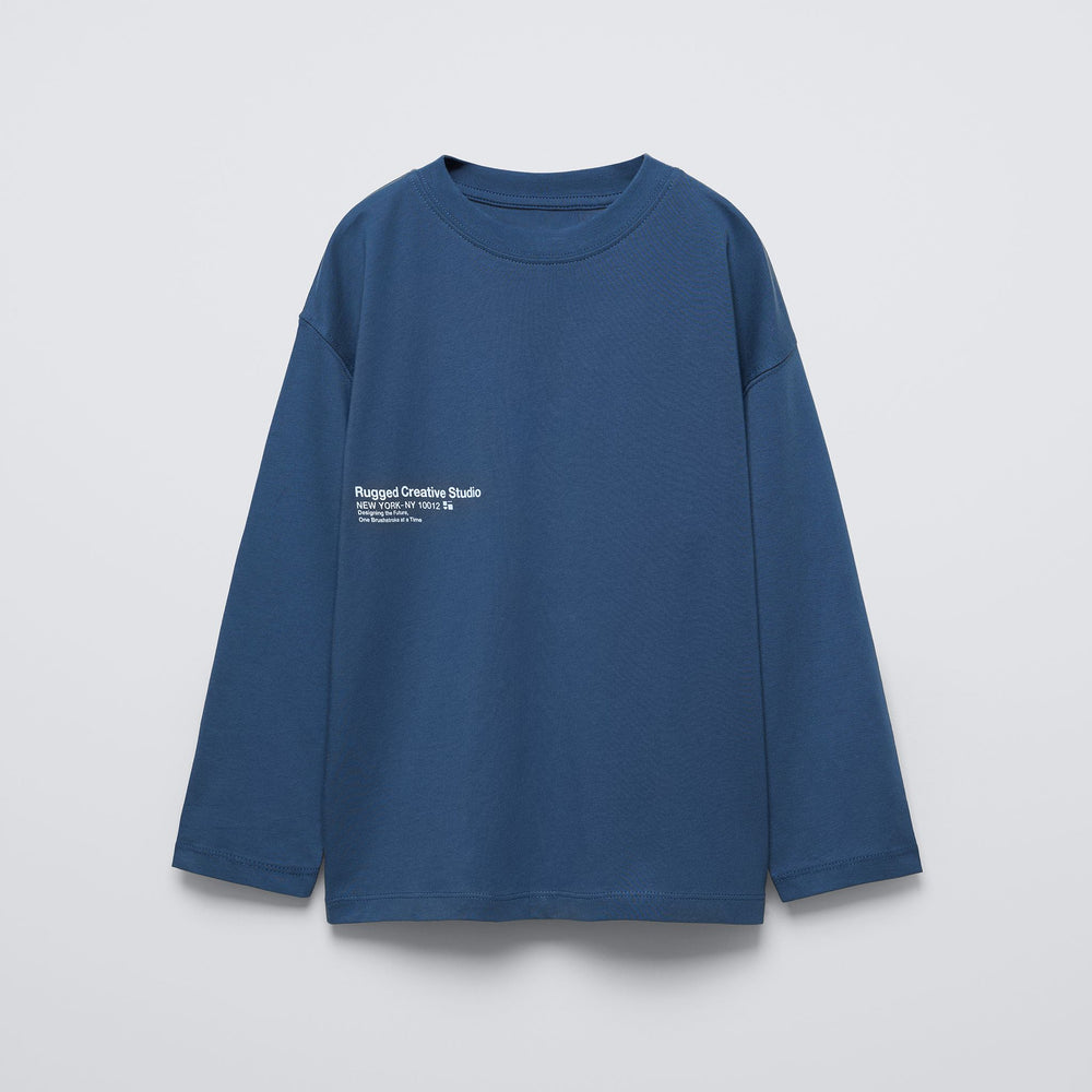 Moudda ZARA - T-shirt manches longues, création graphique, bleu - Tunisie 2