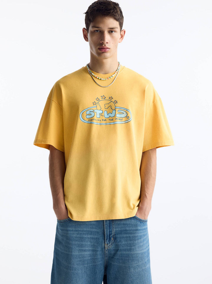 Moudda PULL & BEAR - T-Shirt STWD Lavé Dégradé Orange - Tunisie 5