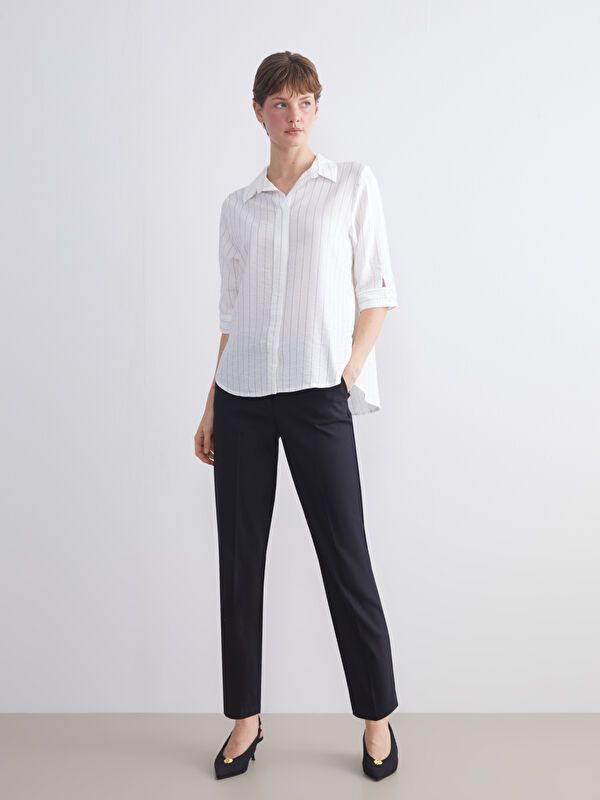 Moudda LC Waikiki - Blouse tissée manches longues Femme Rayures blanches - Tunisie 2