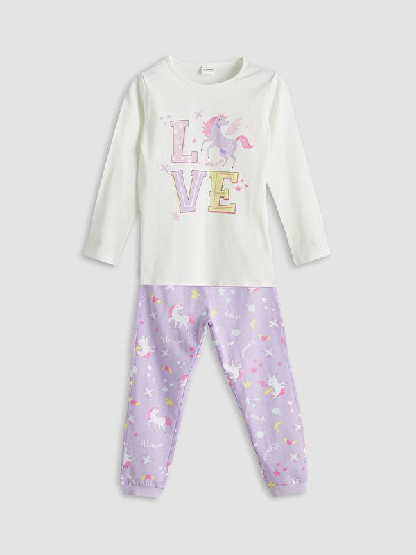 Moudda LC Waikiki - Pyjama en jersey manches longues moyen Fille Ecru - Tunisie 1