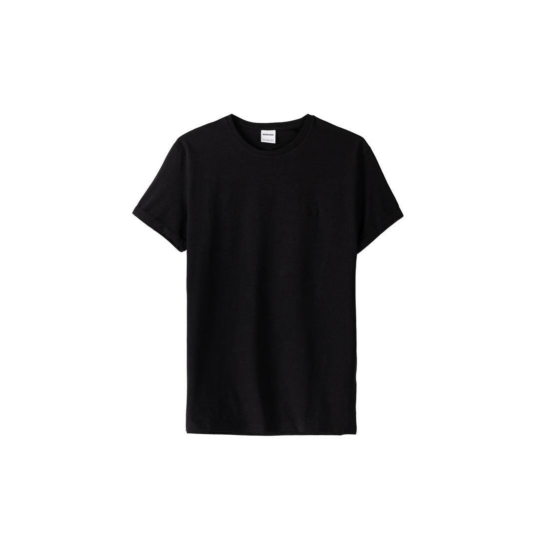 Moudda BERSHKA - T-shirt Muscle Fit Brodé Manches Retroussées - Tunisie 1