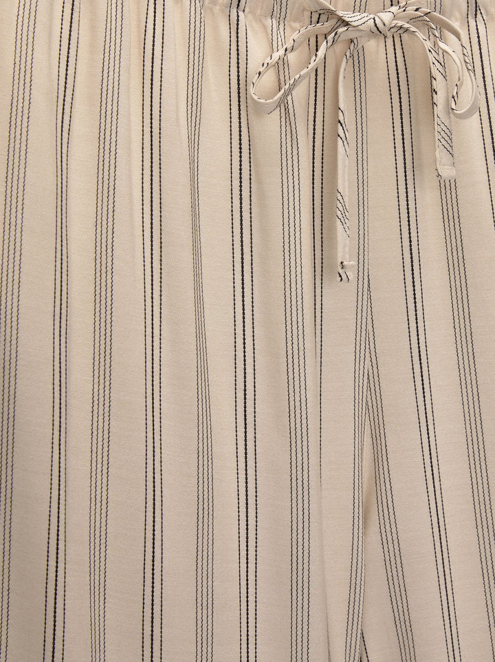 Moudda PULL & BEAR - Pantalon Jambe Large Rayures Écru - Tunisie 2