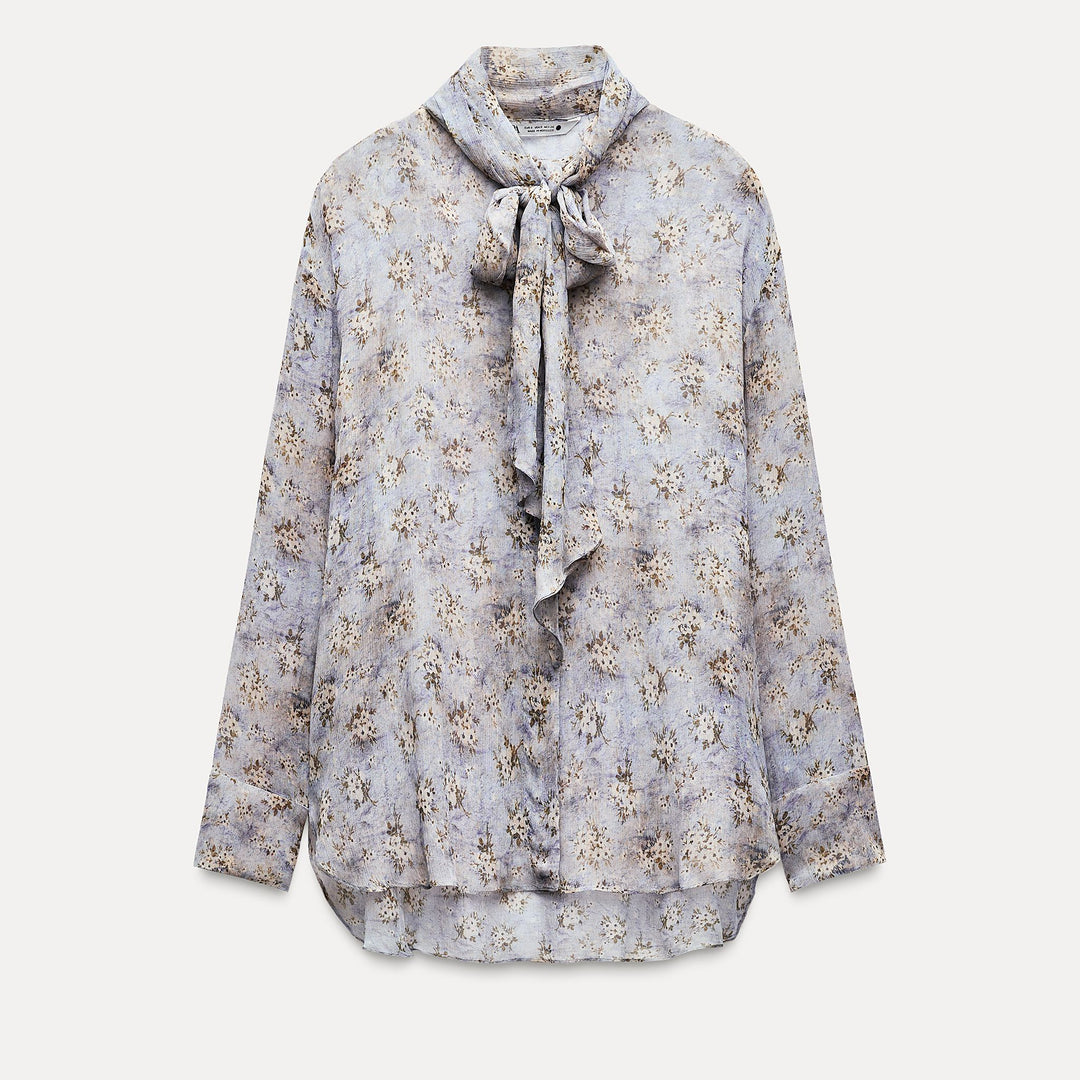 Moudda ZARA - Blouse ample bambou mini-fleurs nœud - Tunisie 1