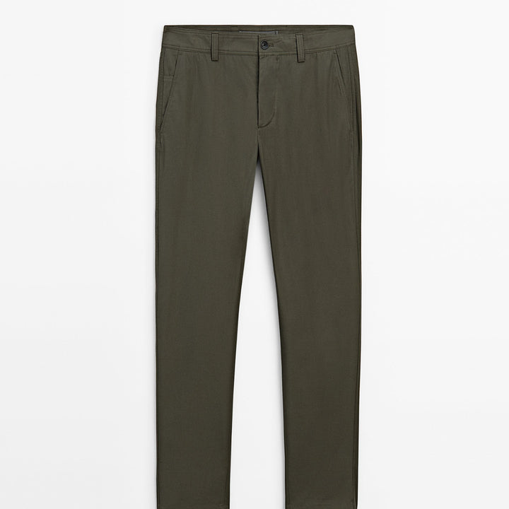 Moudda Massimo Dutti - Pantalon 100% coton sergé léger coupe fuselée - Tunisie 2