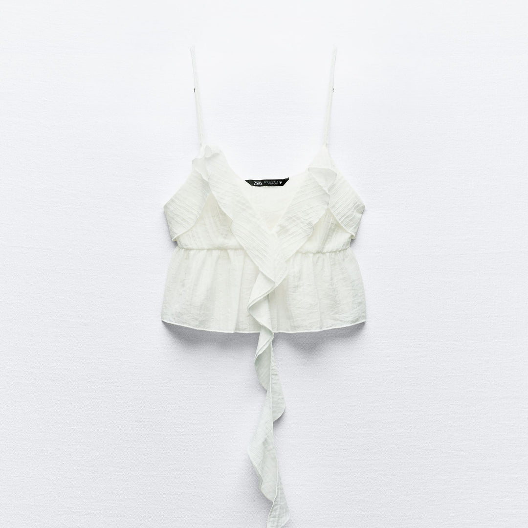 Moudda ZARA - Haut structuré bretelles encolure en V, volants - Tunisie 1