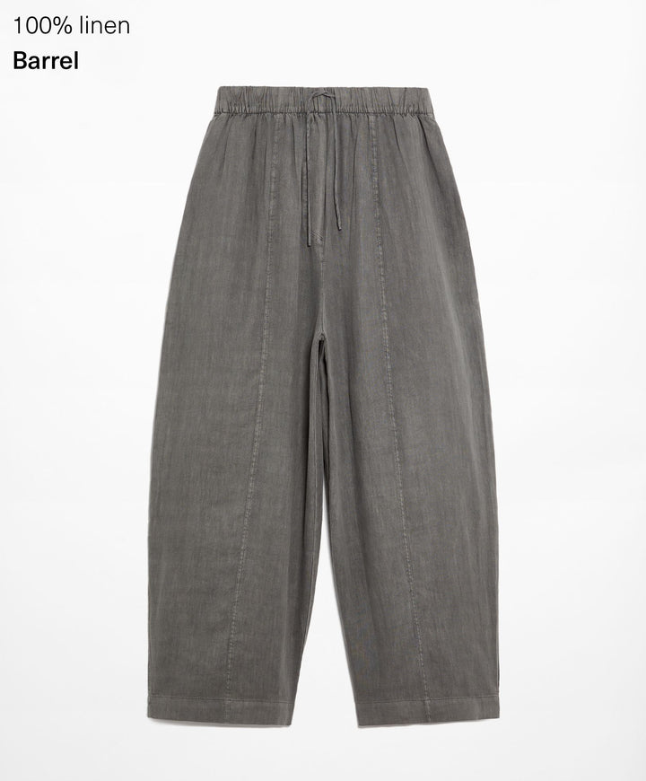 Moudda Oysho - Pantalon 100% Lin Lavé Barrel Taille Moyenne - Tunisie 2