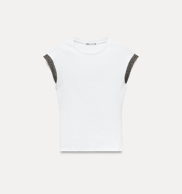 Moudda ZARA - T-shirt tombant avec lurex, en coton extensible - Tunisie 2