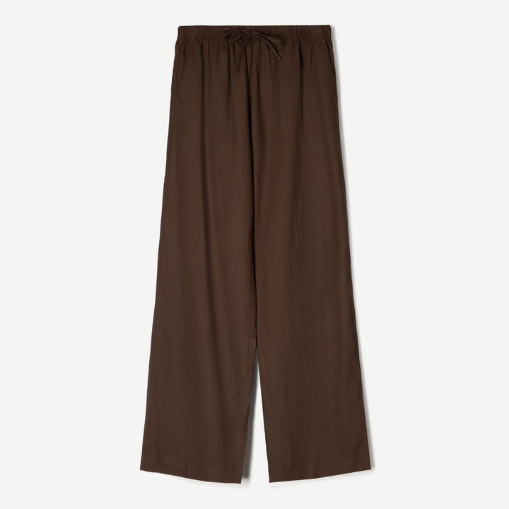 Moudda BERSHKA - Pantalon Lin - Détail Élastique Taille (Marron) - Tunisie 2