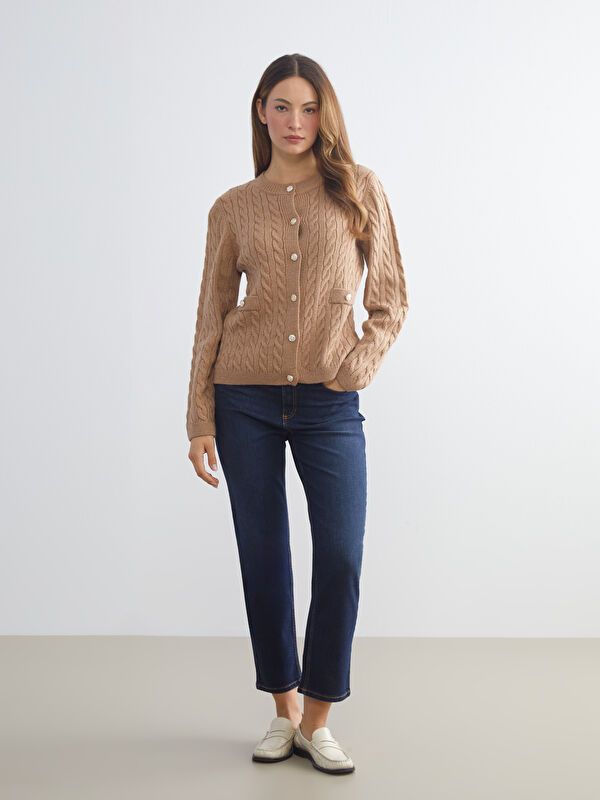 Moudda LC Waikiki - Cardigan tricot épais Femme Beige - Tunisie 3