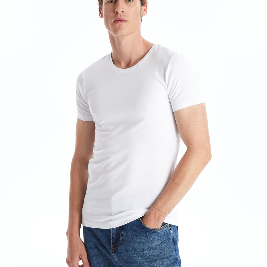 Moudda LC Waikiki - Débardeur sous-vêtement jersey manches courtes Homme Blanc optique - Tunisie 1