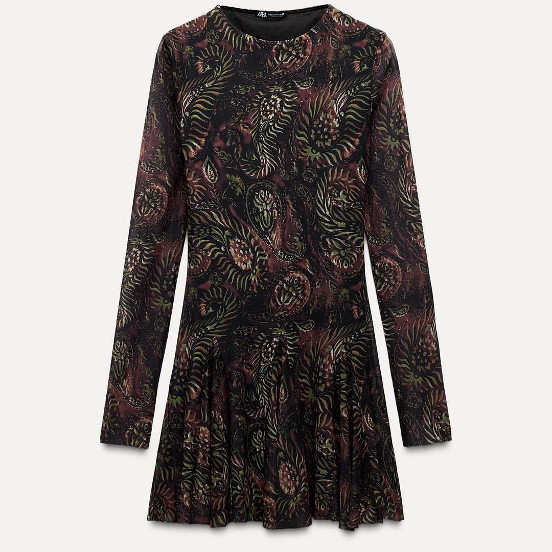 Moudda ZARA - Robe Courte à Godets en Tulle Imprimé - Tunisie 1