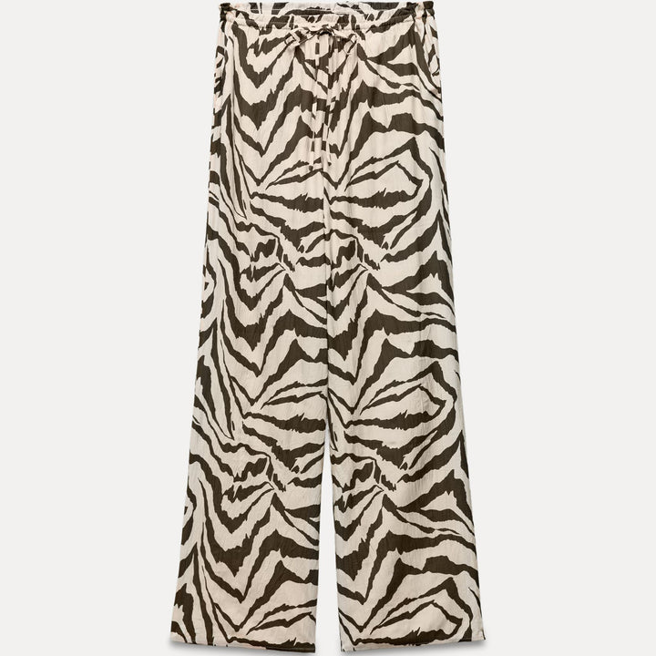Moudda ZARA - Pantalon fluide structuré imprimé zèbre taille élastique - Tunisie 1