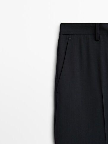 Moudda Massimo Dutti - Pantalon costume bi-naturel extensible bleu marine - Tunisie 7