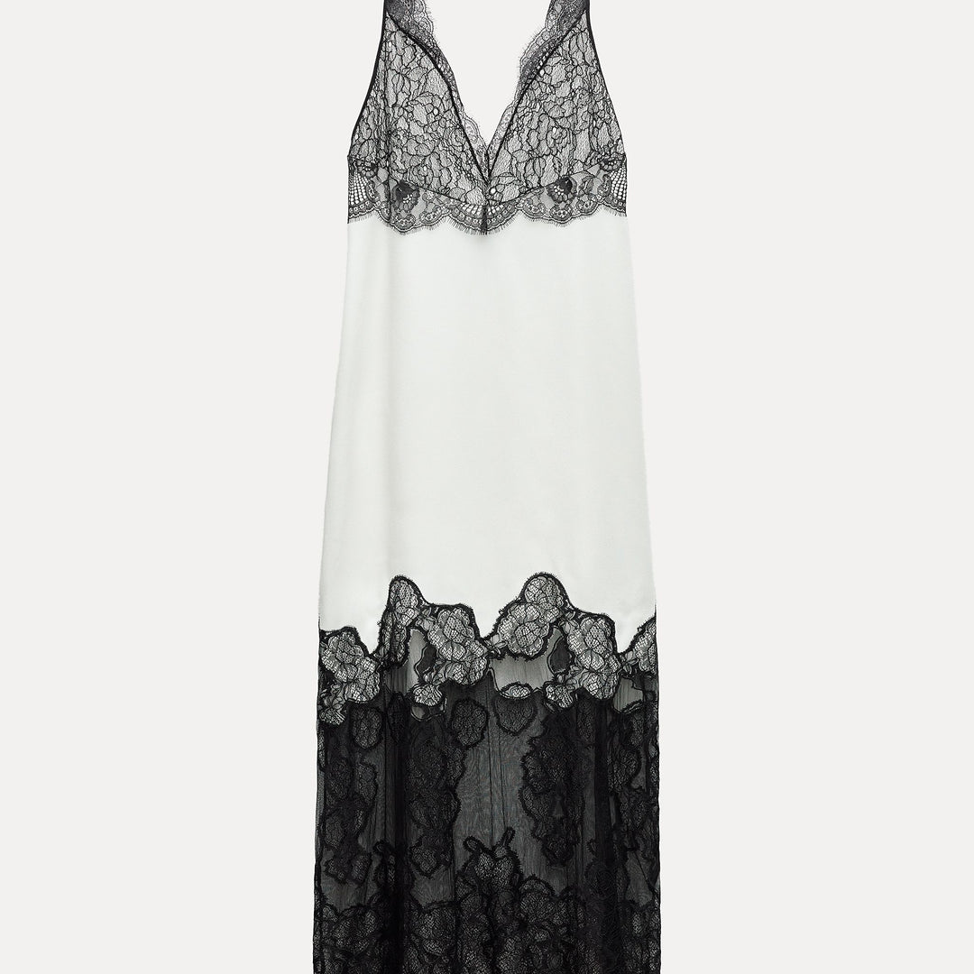 Moudda ZARA - Robe mi-longue de soie satinée détail dentelle - Tunisie 1