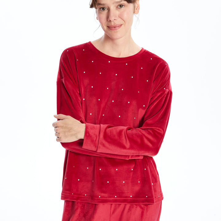 Moudda LC Waikiki - Pyjama en jersey manches longues épais Femme Rouge - Tunisie 2