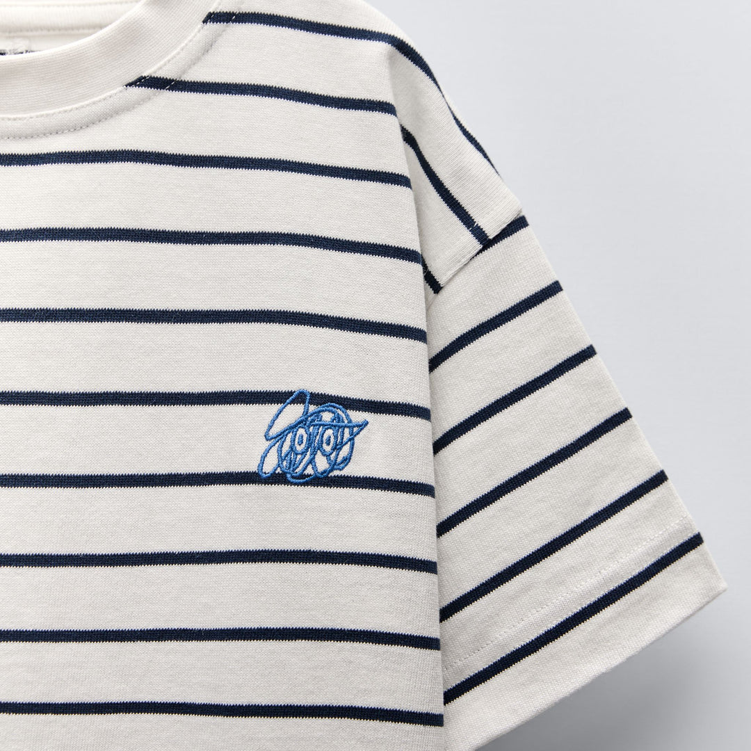 Moudda ZARA - T-shirt manches courtes, broderie et rayures - Tunisie 3