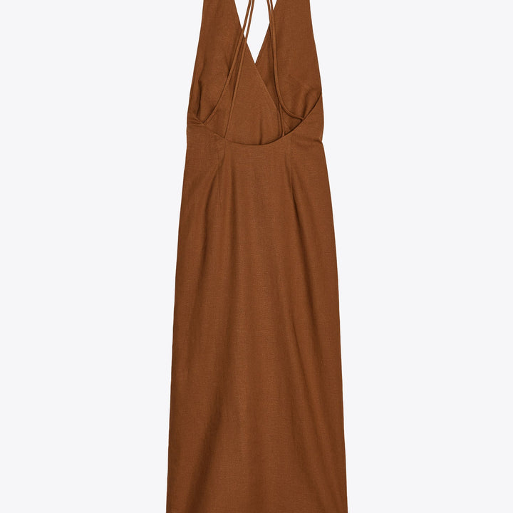 Moudda ZARA - Robe Midi - Encolure Croisée & Boucle Latérale Lin Stretch - Tunisie 2