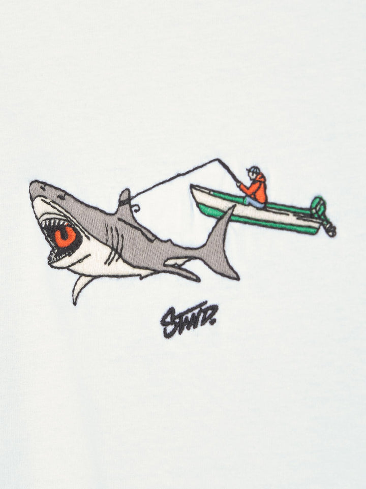 Moudda PULL & BEAR - T-Shirt Demi-Manches Brodé Blanc Requin - Tunisie 2