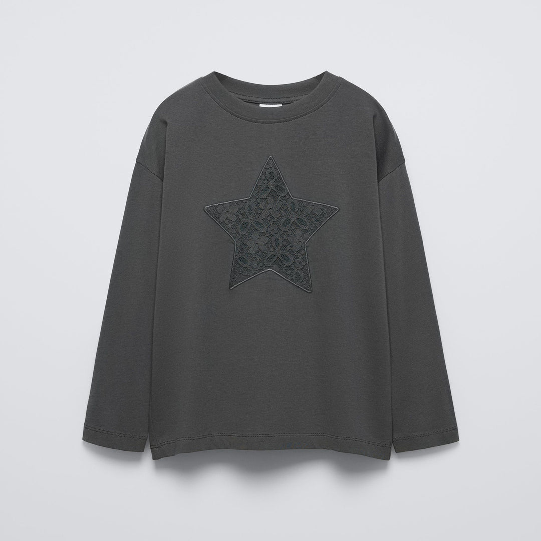 Moudda ZARA - T-shirt appliqué dentelle étoile et nœud - Tunisie 1