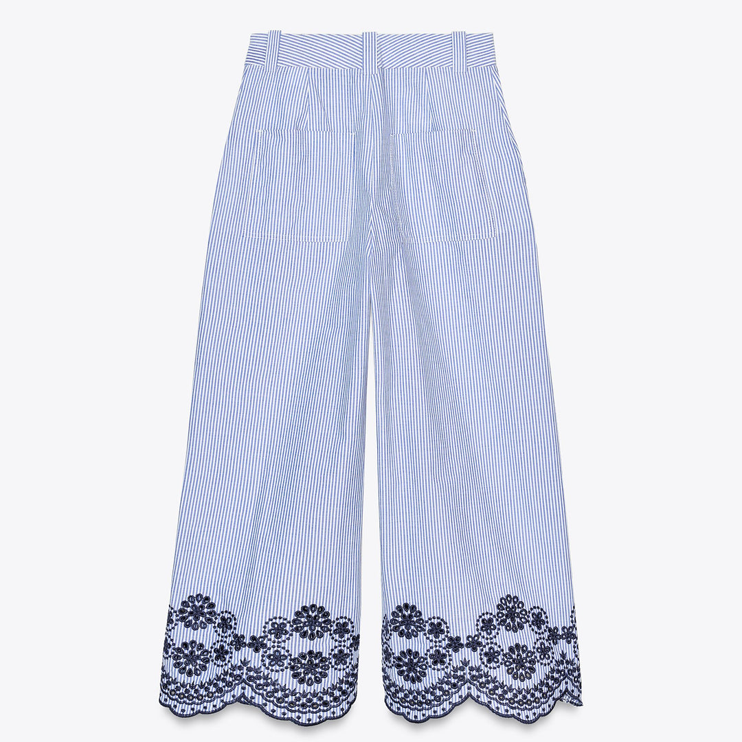 Moudda ZARA - Pantalon Culotte - Rayure & Broderie Suisse - Tunisie 2