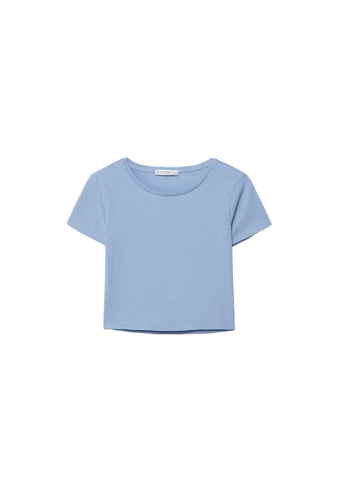 Moudda STRADIVARIUS - T-Shirt Crop Basique Manche Courte Coton Élasthanne Grandes Surfaces - Tunisie 1