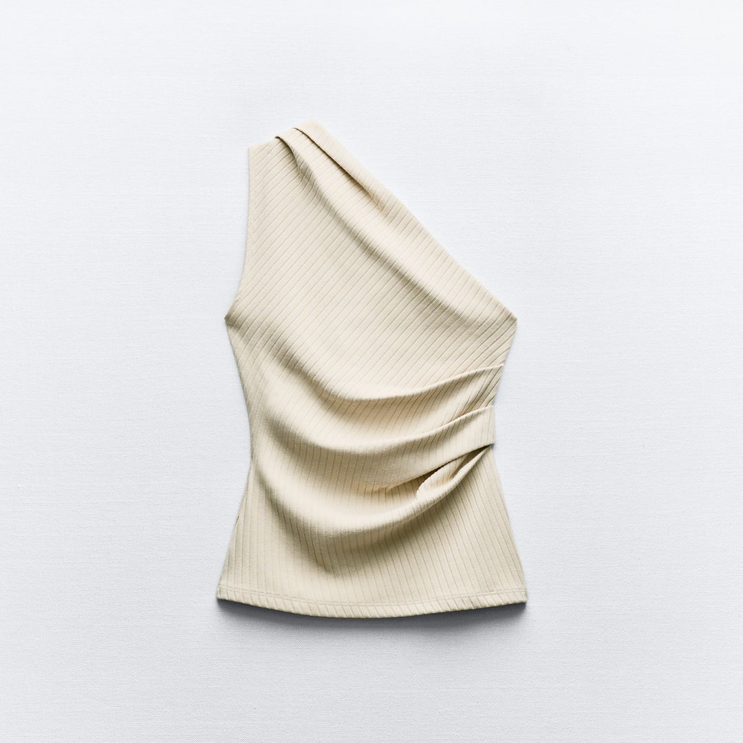 Moudda ZARA - Top Drapé Asymétrique Maille Côtelée - Tunisie 1