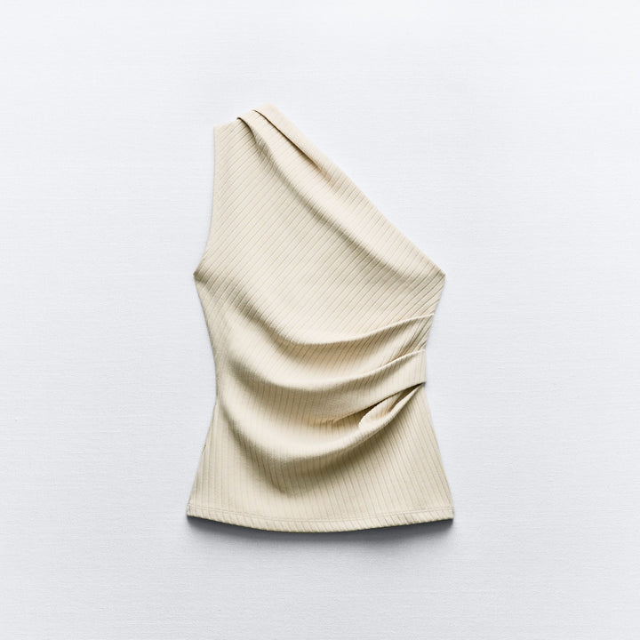 Moudda ZARA - Top Drapé Asymétrique Maille Côtelée - Tunisie 1