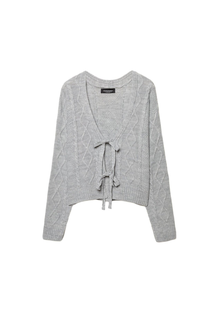 Moudda STRADIVARIUS - Cardigan en Maille à Tresses avec Nœuds - Tunisie 1
