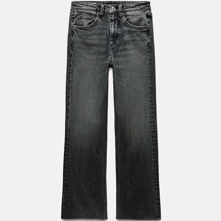 Moudda ZARA - Pantalon cropped flare 5 poches mid rise bas raw - Tunisie 1