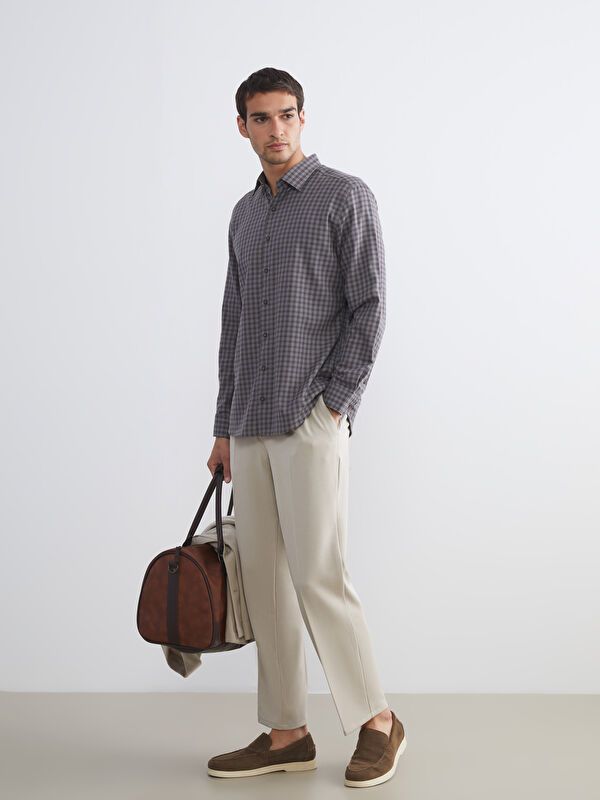 Moudda LC Waikiki - Chemise manches longues en tissu couleur Marron à carreaux pour hommes - Tunisie 2