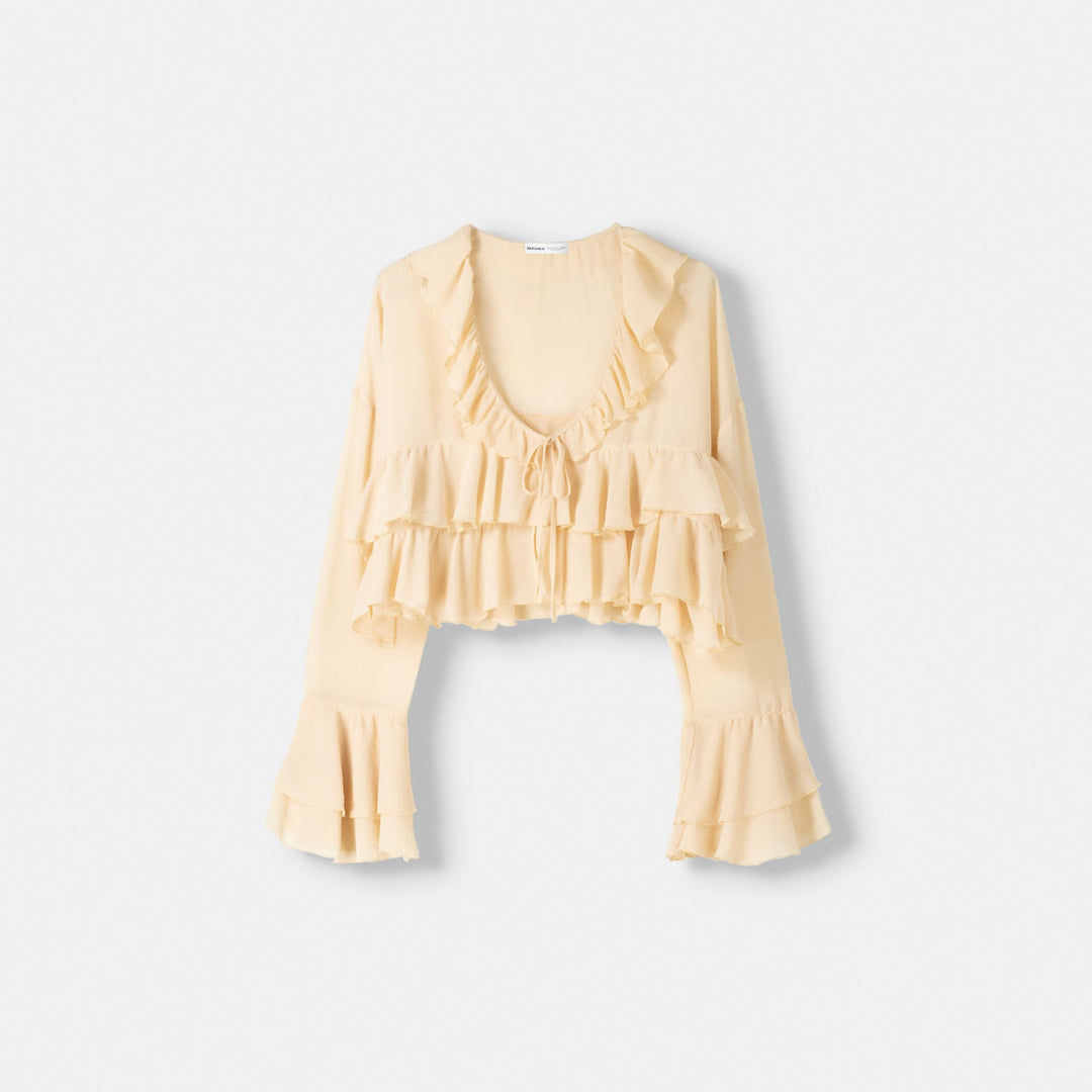 Moudda BERSHKA - Blouse en Mousseline à Volants et Nœud - Tunisie 1