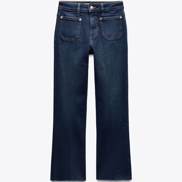 Moudda ZARA - Denim - Taille Haute, Mini Flare & Poches Plastro - Tunisie 1