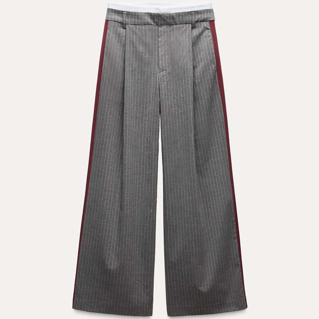 Moudda ZARA - Pantalon fluide rayure diplomatique, ceinture boxer, bande latérale - Tunisie 1