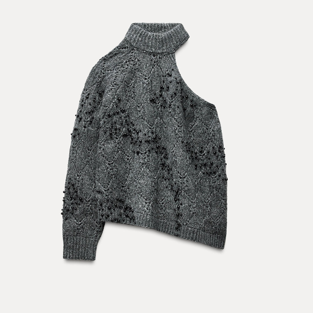 Moudda ZARA - Pull chiné découpé, col perlé - Tunisie 1