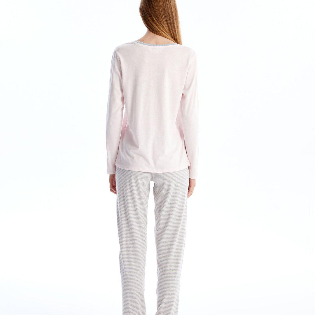 Moudda LC Waikiki - Pyjama en jersey manches longues Femme Mélange rayé - Tunisie 4