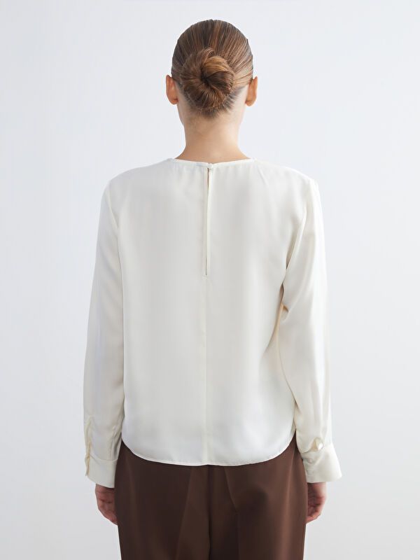 Moudda LC Waikiki - Blouse tissée manches longues Femme Ecru - Tunisie 4