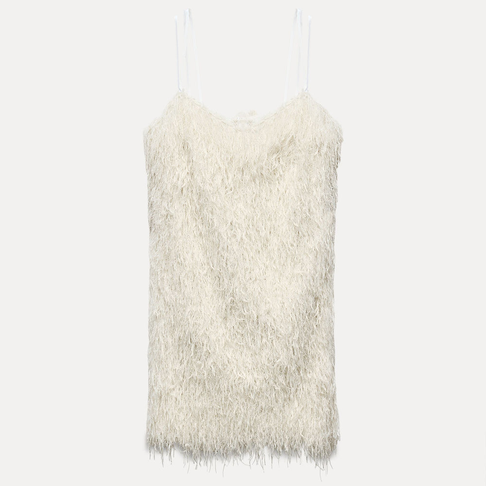 Moudda ZARA - Robe courte pailletée, franges, bretelles - Tunisie 2