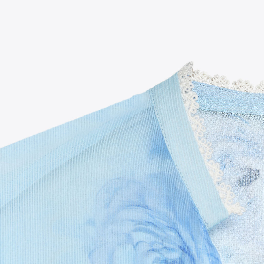 Moudda ZARA - Blouse Romantique - Imprimé Aquarelle & Dentelle - Tunisie 3