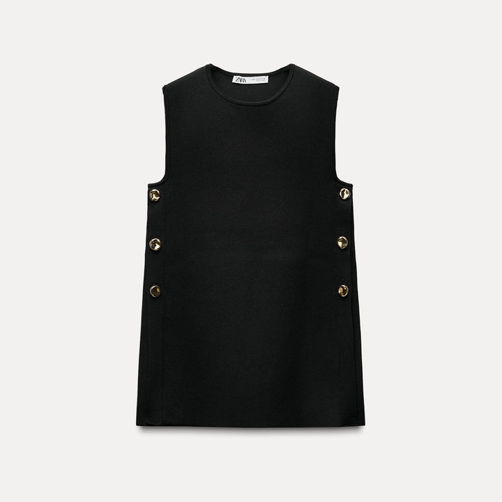 Moudda ZARA - Gilet noir oversized bouton doré - Tunisie 1