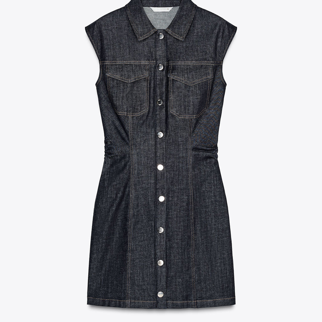 Moudda ZARA - Robe Mini Denim - Manches Courtes & Encolure Forcée - Tunisie 1
