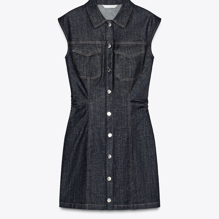 Moudda ZARA - Robe Mini Denim - Manches Courtes & Encolure Forcée - Tunisie 1