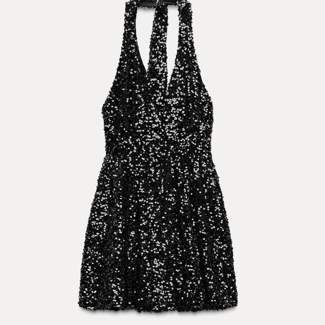 Moudda ZARA - Robe courte pailletée ballon col licou - Tunisie 1