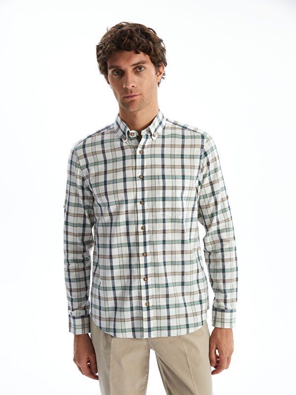Moudda LC Waikiki - Chemise à carreaux manches longues en tissu pour Homme - Tunisie 1